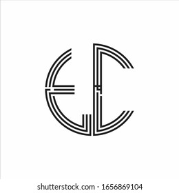 Plantilla de diseño de línea de tres cintas con logotipo TC aislado en fondo blanco