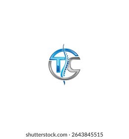 TC logo Spine for medical , bone symbol,  Treatment chiropractic logo design inspiration. Physiotherapy symbol icon design Spinal cord vector Simple set of spine vector icons.