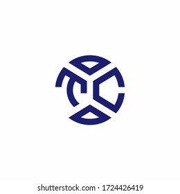 TC monogram logo with abstract shapes in modern style design template