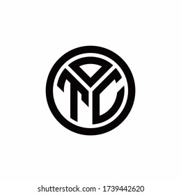 Logo de monograma TC con plantilla de diseño de contorno de círculo aislado en fondo blanco