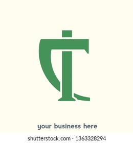 TC monogram logo. Typographic sign with overlapped uppercase letter t and letter c. Lettering icon in modern, corporate, bold style isolated on light background. Initials sign.