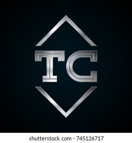 TC Monogram, Metal Logo, Silver Logo