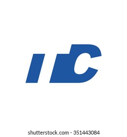 TC negative space letter logo blue