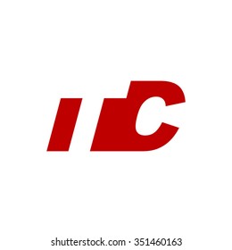 TC negative space letter logo red