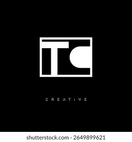 Monograma de espaço negativo de TC - Logotipo de marca de letra preto e branco minimalista para branding criativo, Identidade de moda Design moderno Conceitos
