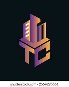 tc real state hexagon  vector letter logo