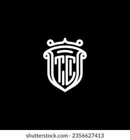 TC shield initial monogram with high quality professional design that will print well