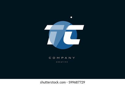 tc t c  blue circle dot big font alphabet company letter logo white design vector icon template 
