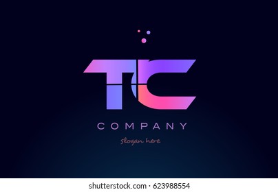 tc t c creative color blue background pink purple blue magenta alphabet letter company logo vector icon design