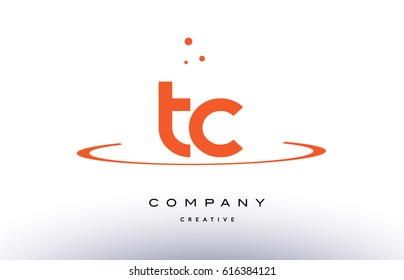 TC T C creative orange swoosh dots alphabet company letter logo design vector icon template