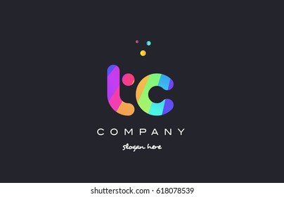 tc t c  creative rainbow green orange blue purple magenta pink artistic alphabet company letter logo design vector icon template