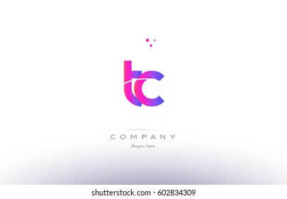 tc t c  pink purple modern creative gradient alphabet company logo design vector icon template
