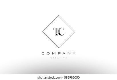 Tc T C  Retro Vintage Black White Alphabet Company Letter Logo Line Design Vector Icon Template 