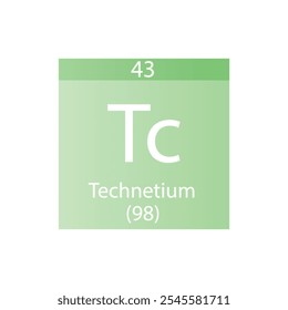 Tc Tecnécio Transição metal Químico Elemento Tabela Periódica. Simples ilustração de vetor quadrado plano, simples ícone de estilo limpo com massa molar e número atômico para Lab, ciência ou classe de química.