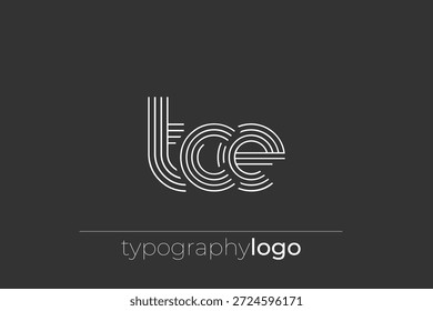 TCE logotipo moderno tipografia geométrica. Composição moderna e elegante com uma ilustração de logotipo de tipografia monocromática projetada com linhas intrincadas.