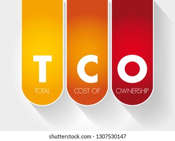 TCO Total Cost of Ownership - purchase price of an asset plus the costs of operation, acronym text concept background