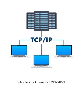 TCP IP - Transmission Control Protocol. Internet Protocol. Vector stock illustration.