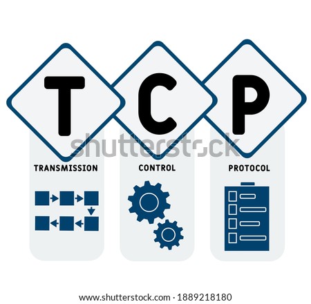 TCP - Transmission Control Protocol  acronym. business concept background.  vector illustration concept with keywords and icons. lettering illustration with icons for web banner, flyer, landing page