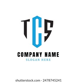TCS letter logo template design on simple white background with blue color. TCS letter logo. TCS Letter Logo Design. TCS Letter Logo Template. Vector EPS 10.