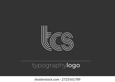 TCS modern geometric typography logo. Modern and stylish composition featuring a monochromatic typography logo illustration designed with intricate lines.