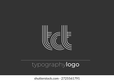 Logotipo moderno da tipografia geométrica TCT. Composição moderna e elegante com uma ilustração de logotipo de tipografia monocromática projetada com linhas intrincadas.