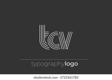 TCV logotipo da tipografia geométrica moderna. Composição moderna e elegante com uma ilustração de logotipo de tipografia monocromática projetada com linhas intrincadas.
