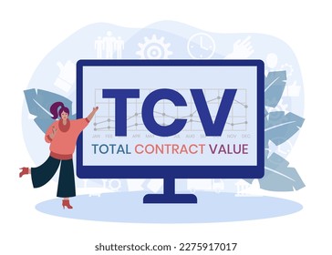TCV - total contract value. acronym business concept. vector illustration concept with keywords and icons. lettering illustration with icons for web banner, flyer, landing page, presentation