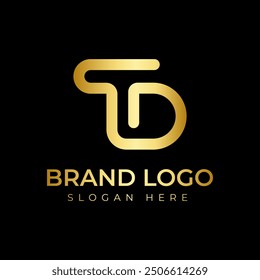 TD or DT letter minimalist luxury modern initial monogram logo design vector. Business logo template