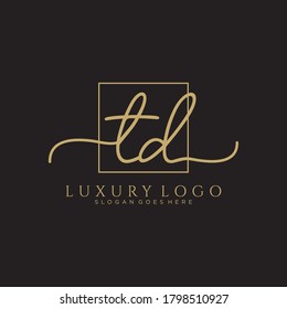 TD Initial handwriting logo template vector