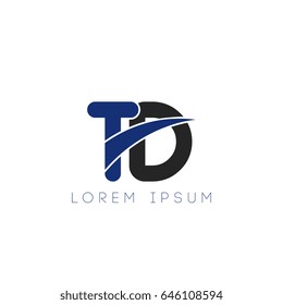 td initial letter uppercase logo blue and black