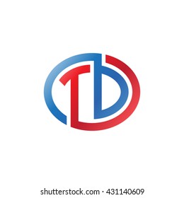 TD initial letters looping linked ellipse logo red blue