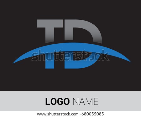 TD initial logo company name colored grey and blue swoosh design.