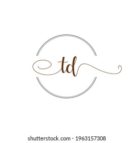 ilustración de la plantilla de escritura a mano con logotipo inicial TD