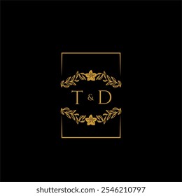 TD initial monogram decoration for wedding logo with creative square line
