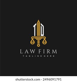 TD initial monogram for lawfirm logo with sword and scale