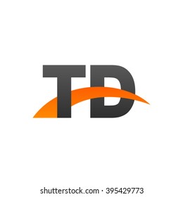 TD initial overlapping swoosh letter logo black orange