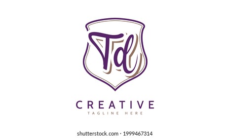 TD Initials, handwriting logo vector