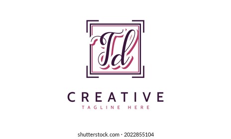 TD Initials, handwriting logo vector