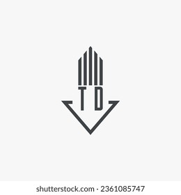 Marca TD Ilustración del material del logotipo inmobiliario. vector de logotipo