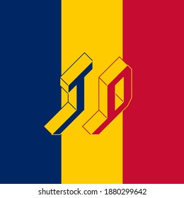 TD - internationale 2-Buchstaben-Code oder nationale Domäne des Tschad. T und D - Monogramm oder Logo. Isometrische 3D-Schriftart für Design. Dreidimensionale Buchstaben.