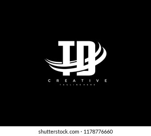 TD Letter Creative Modern Monogram Three Black Swoosh Design Logo