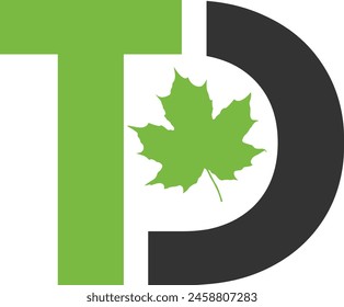 TD letter logo with Cannabis leaf