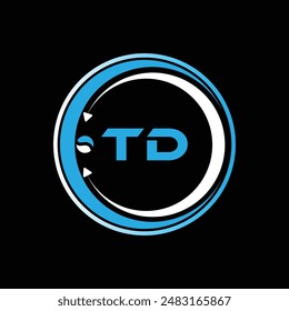 TD letter logo design with a circle shape TD Logo design. TD letter logo creative design. TD unique design.