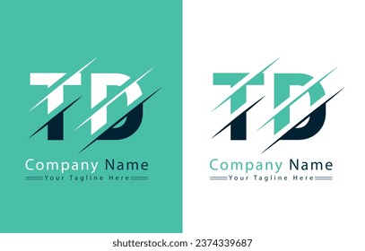 Concepto de diseño del logotipo de la carta TD. Ilustración del logotipo del vector
