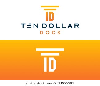 TD letter logo design monogram pillar attorney and law.
