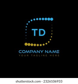 TD letter logo design on black background. TD creative initials letter logo concept. TD unique design.
