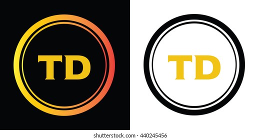 TD letters icon design template elements in abstract background logo, design identity in circle, alphabet letter