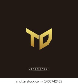 TD Logo Letter Initial Logo Designs Templete with Gold and Black Background