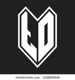 TD Logo monogram with emblem line style isolated on black background