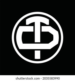 TD Logo-Monogramm mit überlappender Vintage-Design-Vorlage